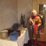Karisma with her tuned up set of singing bowls at the Kryon's Show at the Marriot Hotel in Boulder, Co.
